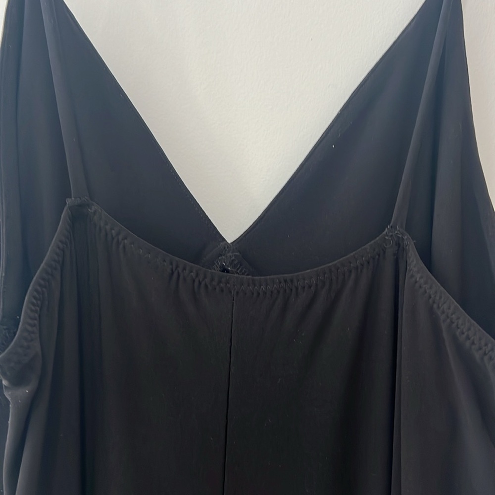 Norma Kamali Black V Neck Wide Leg Spaghetti Strap Jumpsuit Large - Picture 3 of 9